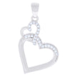 925 Sterling Silver Womens Cubic-Zirconia Double Heart Charm Pendant