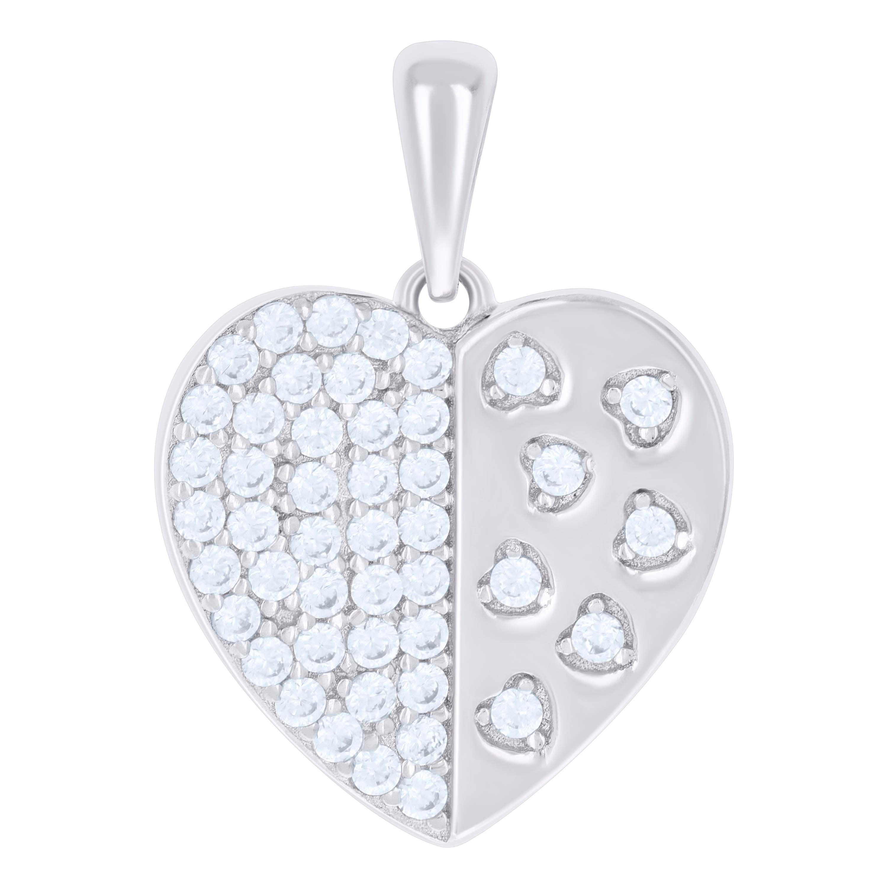 925 Sterling Silver Womens Cubic-Zirconia Heart Charm Pendant