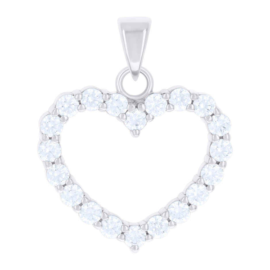 925 Sterling Silver Womens Cubic-Zirconia Heart Charm Pendant