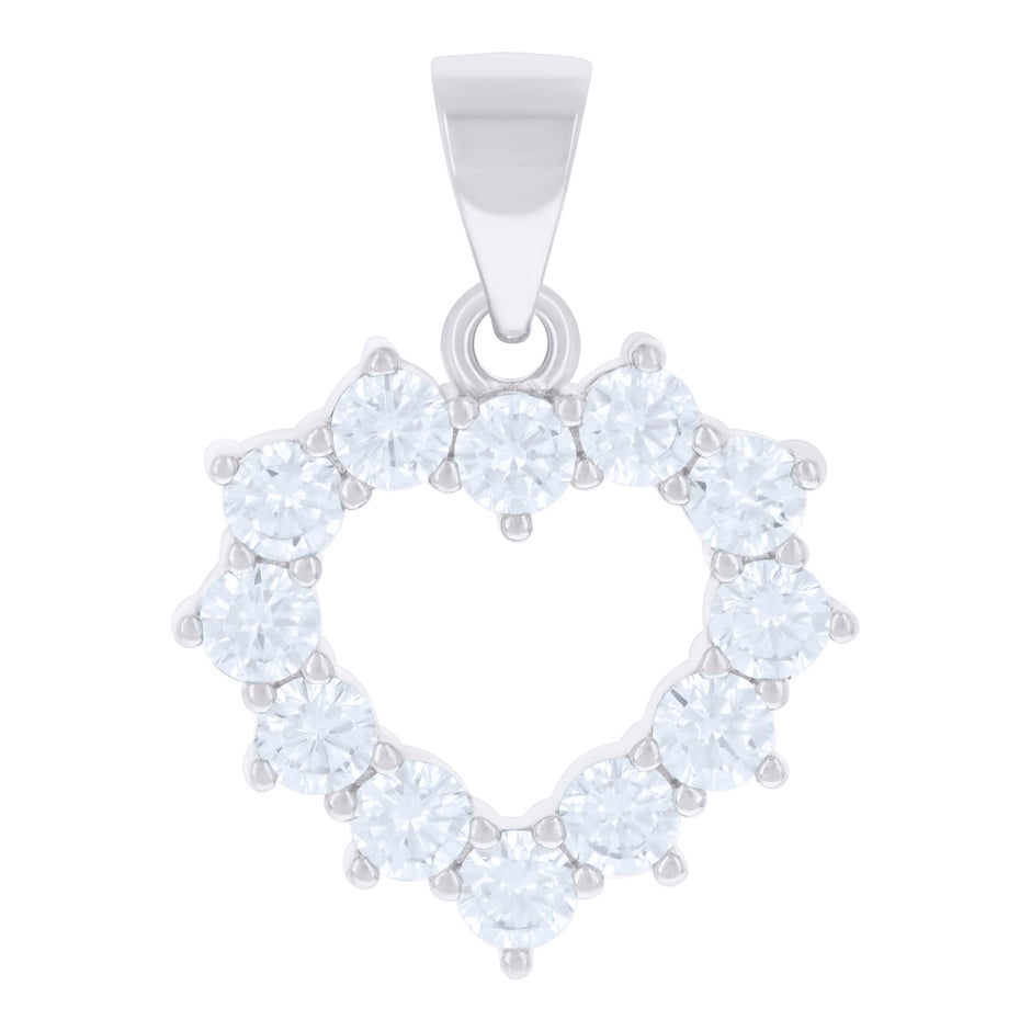 925 Sterling Silver Womens Cubic-Zirconia Heart Charm Pendant