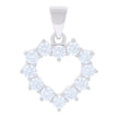 925 Sterling Silver Womens Cubic-Zirconia Heart Charm Pendant