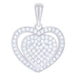 925 Sterling Silver Womens Cubic-Zirconia Heart Charm Pendant
