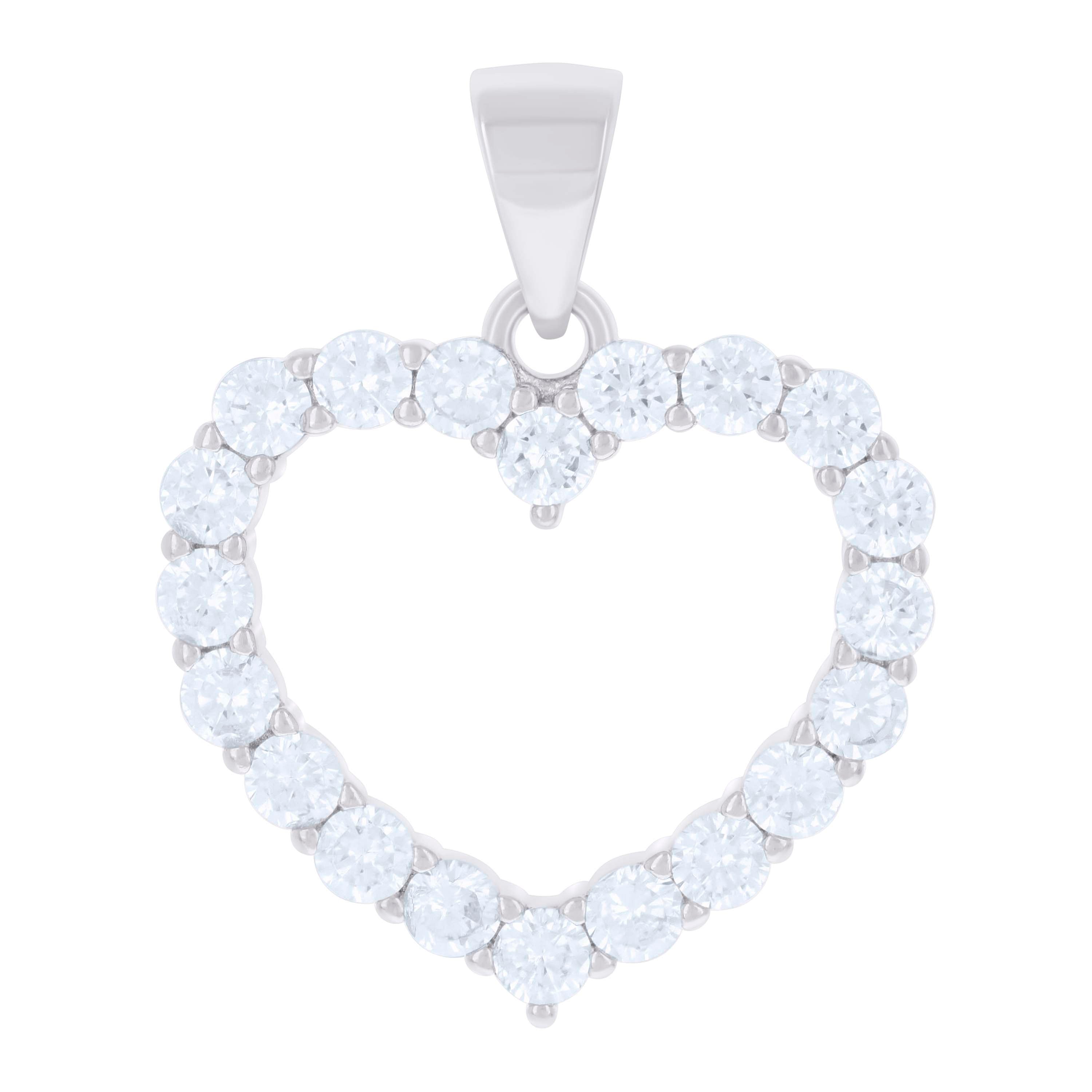 925 Sterling Silver Womens Cubic-Zirconia Heart Charm Pendant