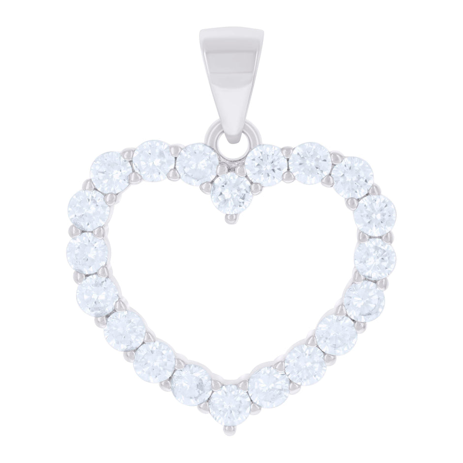 925 Sterling Silver Womens Cubic-Zirconia Heart Charm Pendant