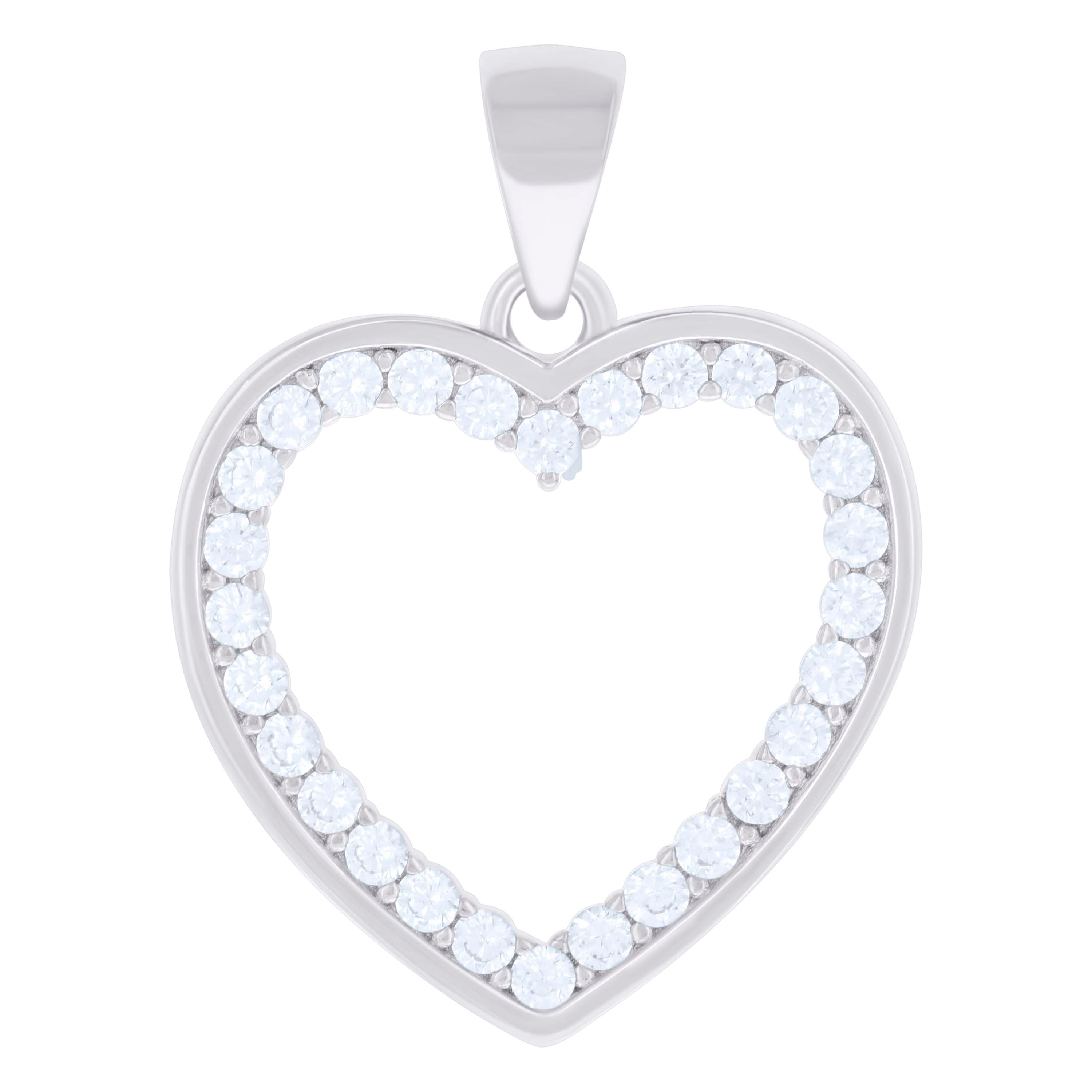 925 Sterling Silver Womens Cubic-Zirconia Heart Charm Pendant