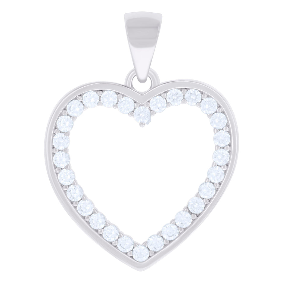 925 Sterling Silver Womens Cubic-Zirconia Heart Charm Pendant