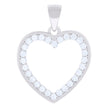 925 Sterling Silver Womens Cubic-Zirconia Heart Charm Pendant