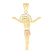 10kt Two-tone Gold Mens Cubic-Zirconia Jesus Christ Body Religious Charm Pendant