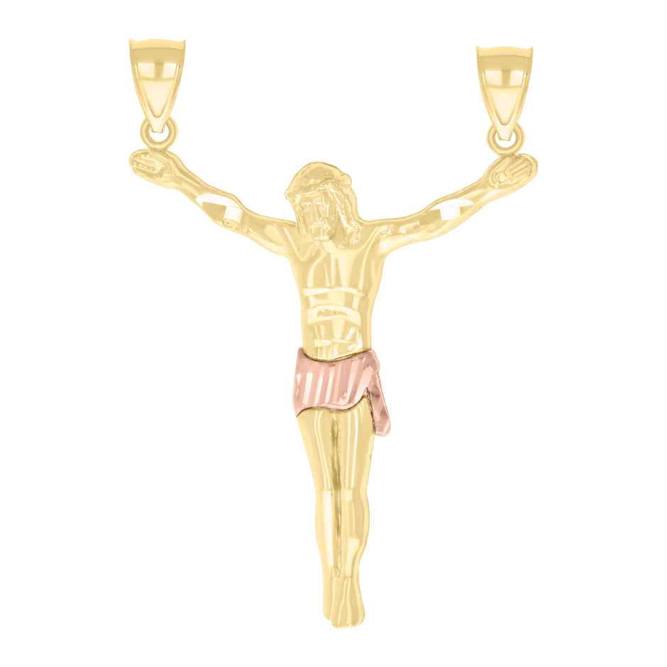 10kt Two-tone Gold Mens Jesus Christ Body Religious Charm Pendant