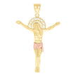 10kt Two-tone Gold Mens Cubic-Zirconia Jesus Christ Body Religious Charm Pendant