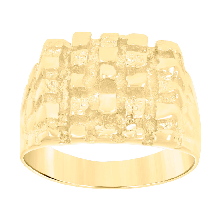 10kt Yellow Gold Mens Nugget Fashion Ring