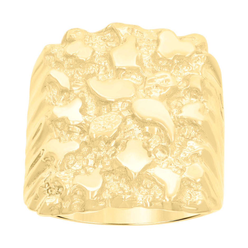 10kt Yellow Gold Mens Nugget Fashion Ring