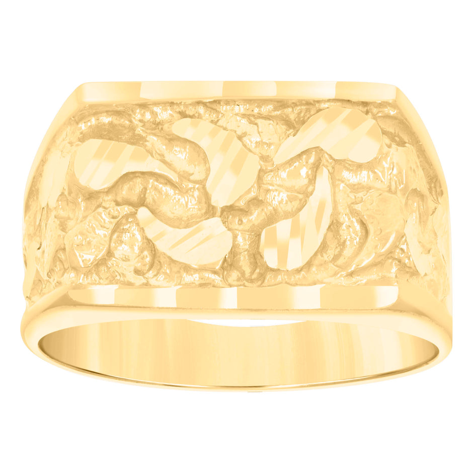 10kt Yellow Gold Mens Nugget Fashion Ring