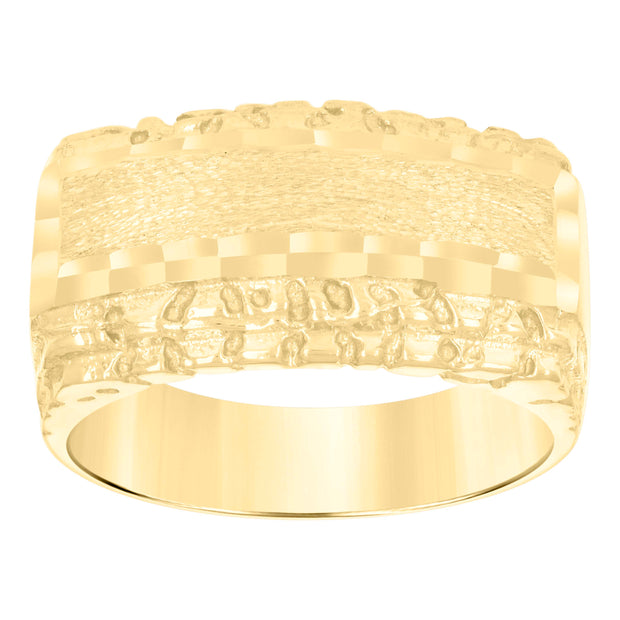 10kt Yellow Gold Mens Nugget Fashion Ring