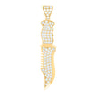 10kt Yellow Gold Mens Cubic-Zirconia Knife Tools Occupation Charm Pendant