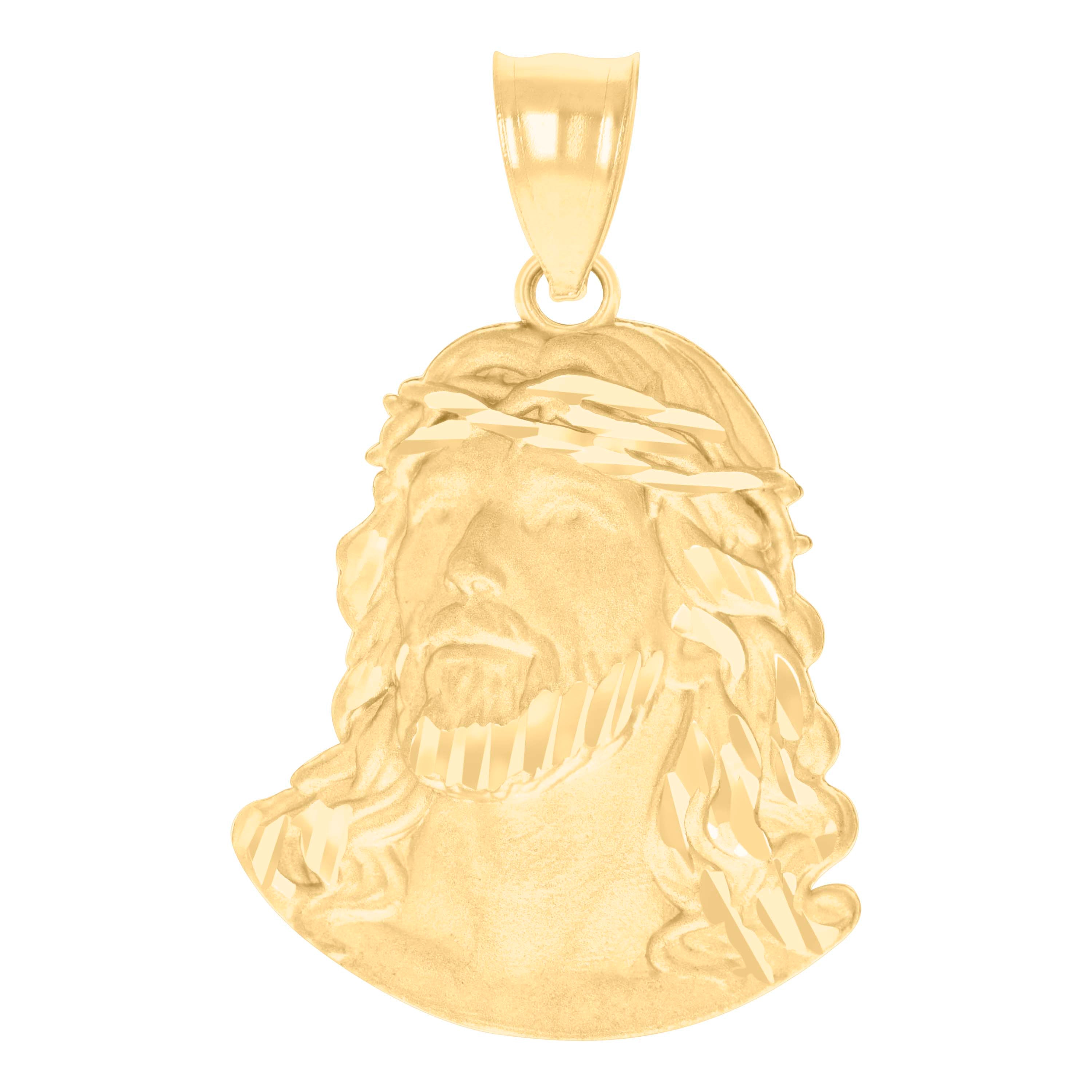 10kt Yellow Gold Mens Jesus Religious Charm Pendant
