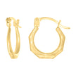 14kt Yellow Gold Womens Patterned Octagon Hoop Earrings