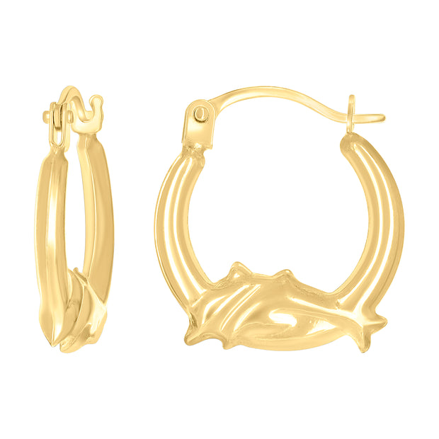 14kt Yellow Gold Womens Jumping Dolphin Fashion Hoop Earrings