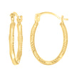 14kt Yellow Gold Womens Patterned Oval Hoop Earrings