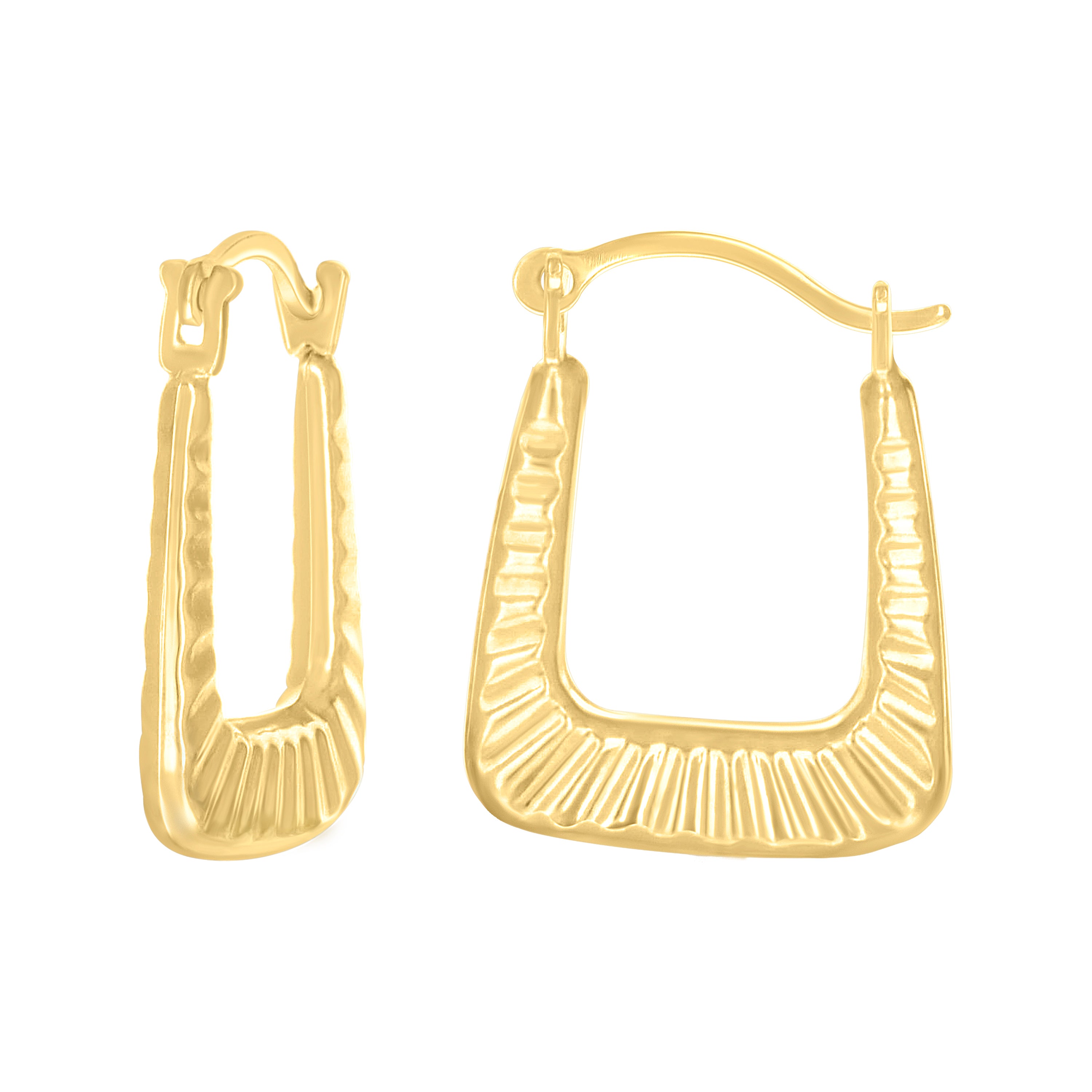 14kt Yellow Gold Womens U-Shaped Fashion Hoop Earrings