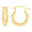14kt Yellow Gold Womens Patterned Octagon Hoop Earrings