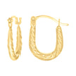 14kt Yellow Gold Womens Patterned U-Shaped Fashion Hoop Earrings