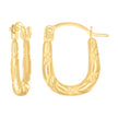 14kt Yellow Gold Womens Patterned U-Shaped Fashion Hoop Earrings
