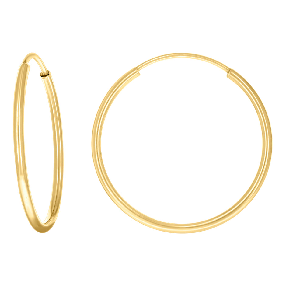 14kt Yellow Gold Womens Round Tube Endless Hoop Earrings