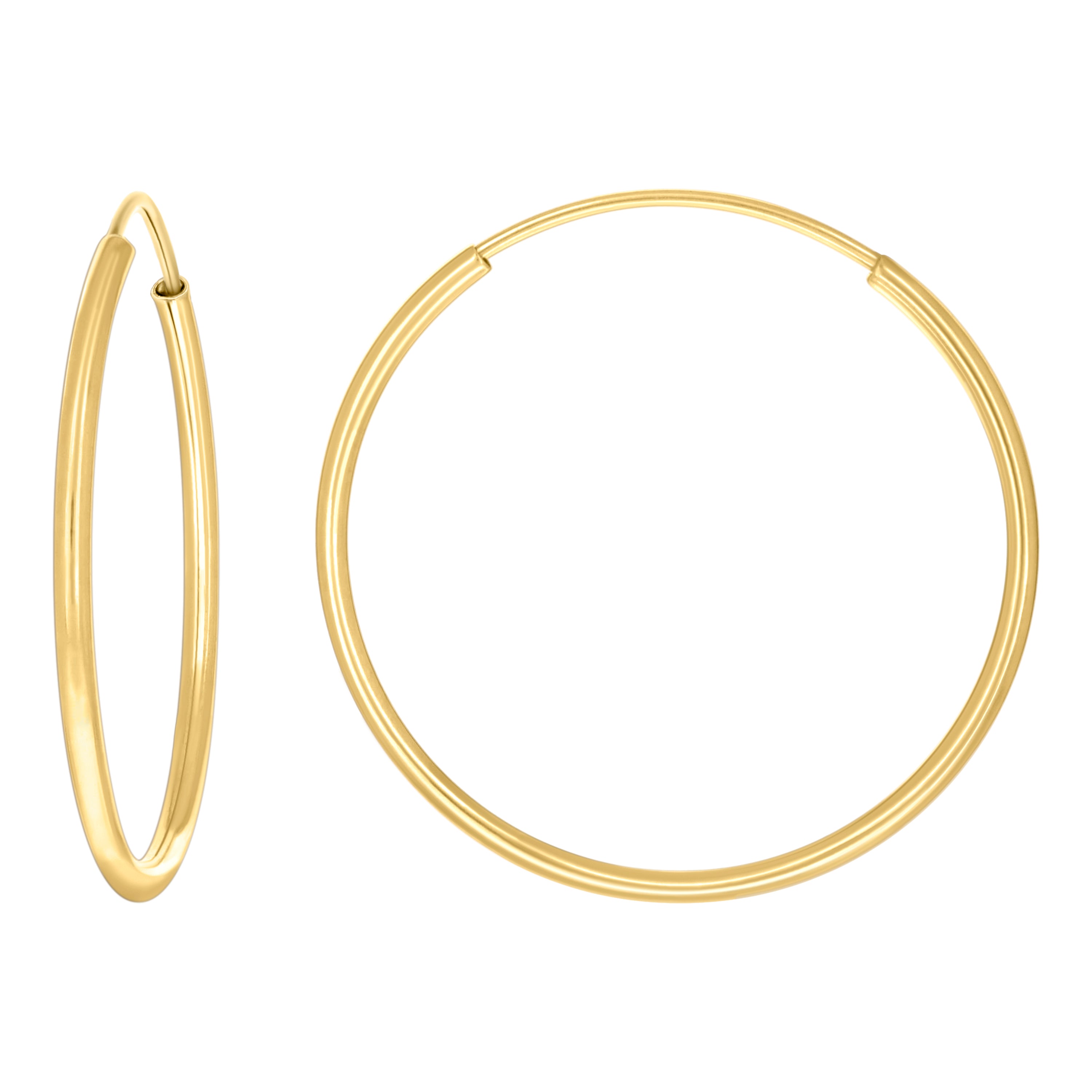 14kt Yellow Gold Womens Round Tube Endless Hoop Earrings