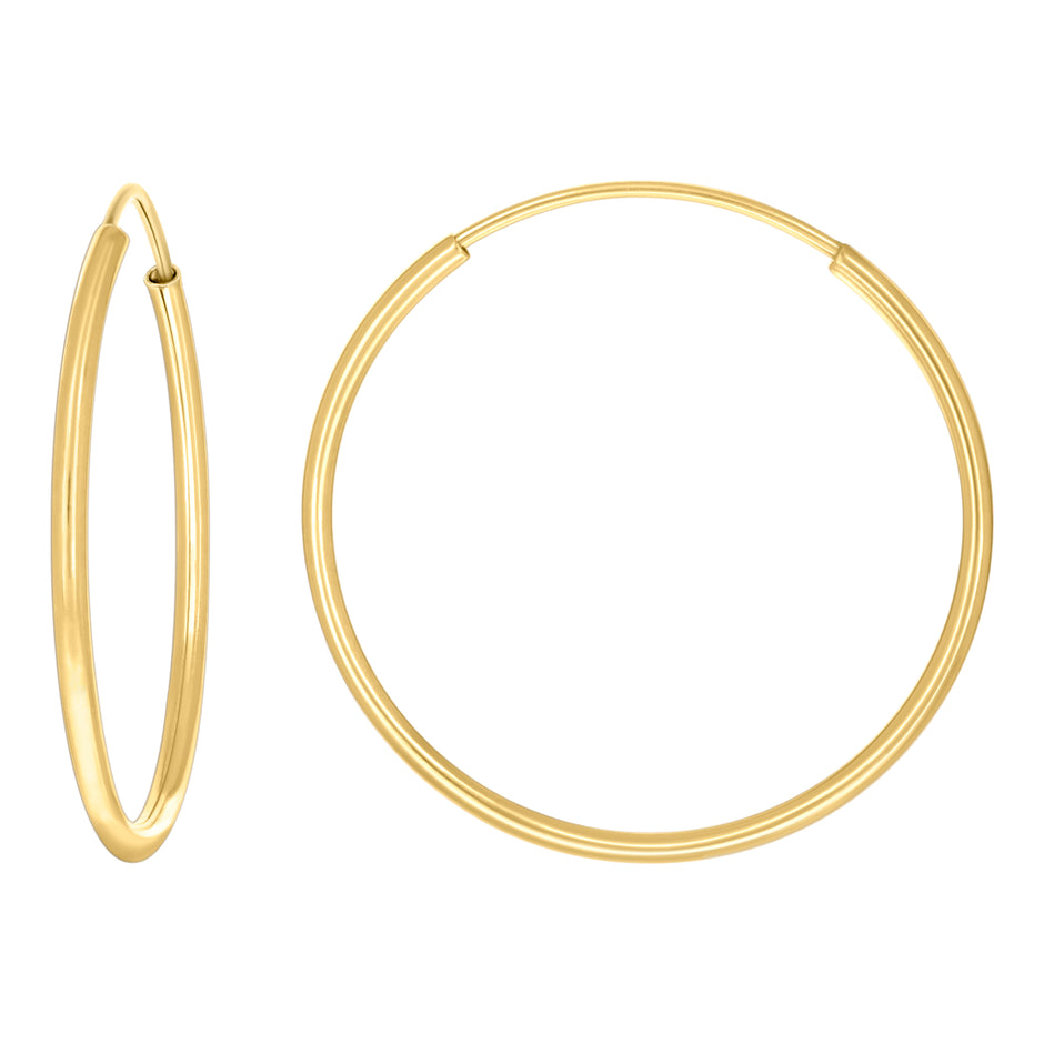 14kt Yellow Gold Womens Round Tube Endless Hoop Earrings