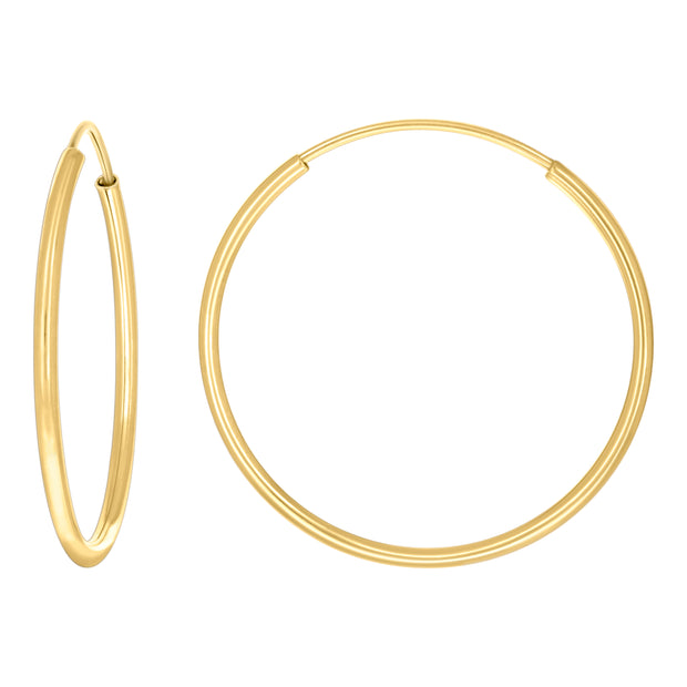 14kt Yellow Gold Womens Round Tube Endless Hoop Earrings