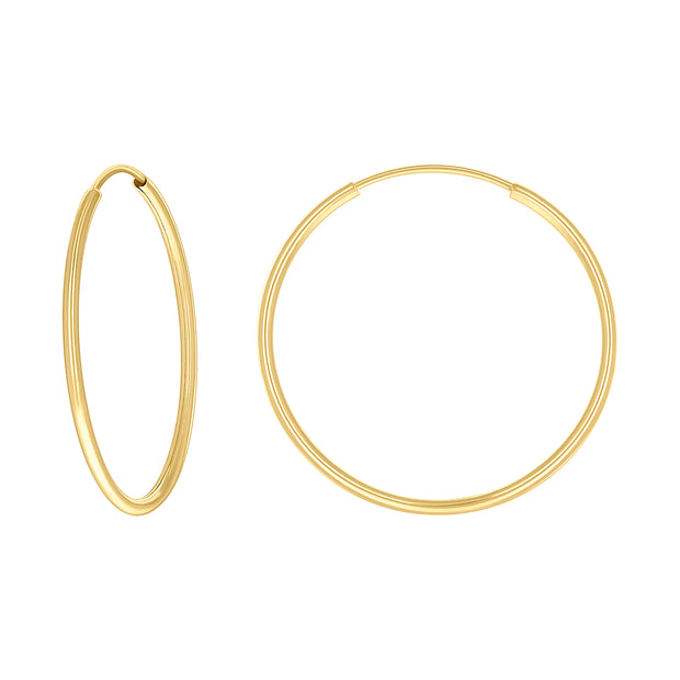 14kt Yellow Gold Womens Round Tube Endless Hoop Earrings