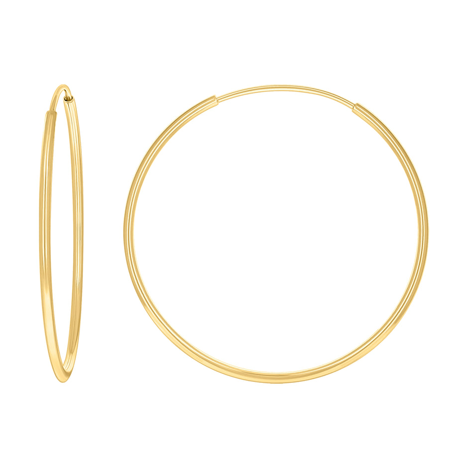 14kt Yellow Gold Womens Round Tube Endless Hoop Earrings