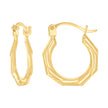14kt Yellow Gold Womens Octagon Twisted Hoop Earrings