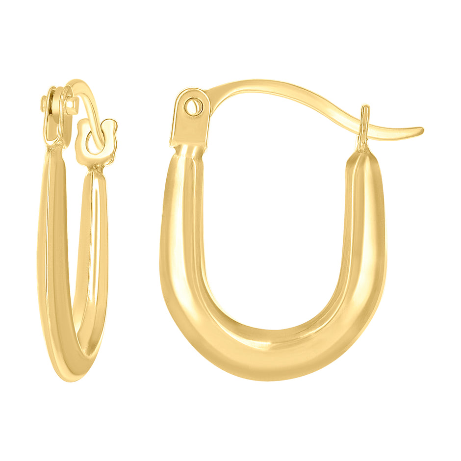 14kt Yellow Gold Womens U-Shaped Fashion Hoop Earrings