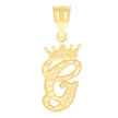 10kt Yellow Gold Unisex Crown G Alphabet Initial Charm Pendant