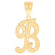 10kt Yellow Gold Unisex Initial B Script Alphabet Charm Pendant