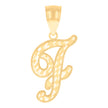10kt Yellow Gold Unisex Initial F Script Alphabet Charm Pendant