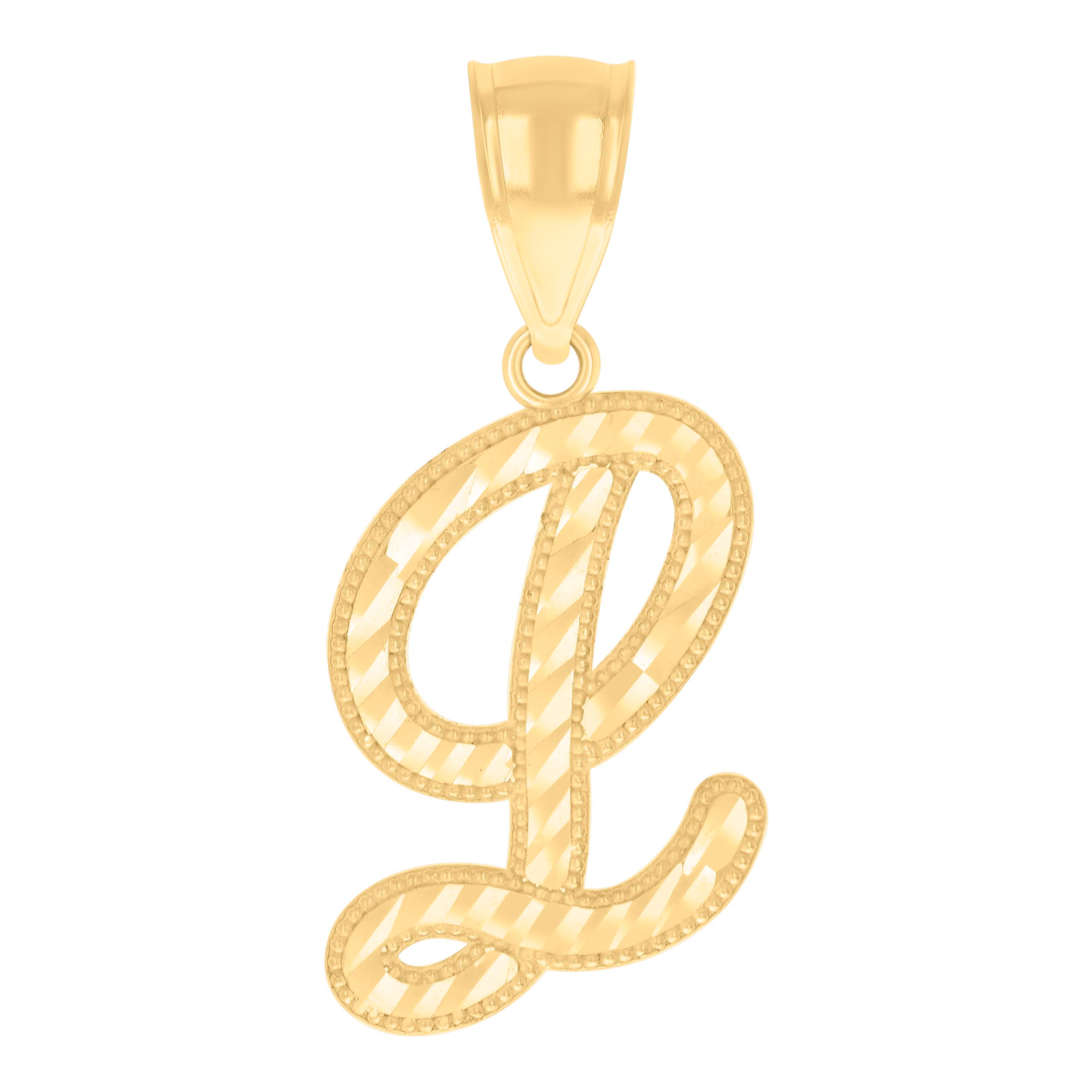 10kt Yellow Gold Unisex Initial L Script Alphabet Charm Pendant