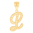 10kt Yellow Gold Unisex Initial L Script Alphabet Charm Pendant