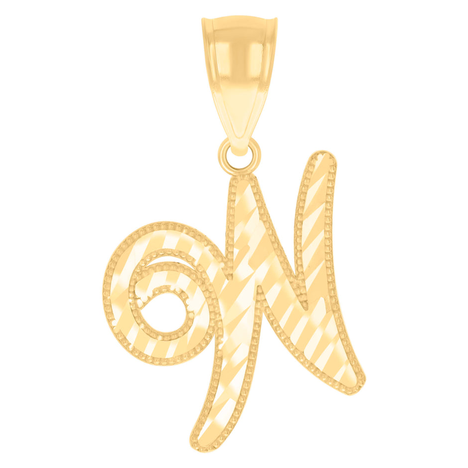 10kt Yellow Gold Unisex Initial W Script Alphabet Charm Pendant