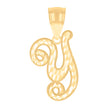 10kt Yellow Gold Unisex Initial Y Script Alphabet Charm Pendant