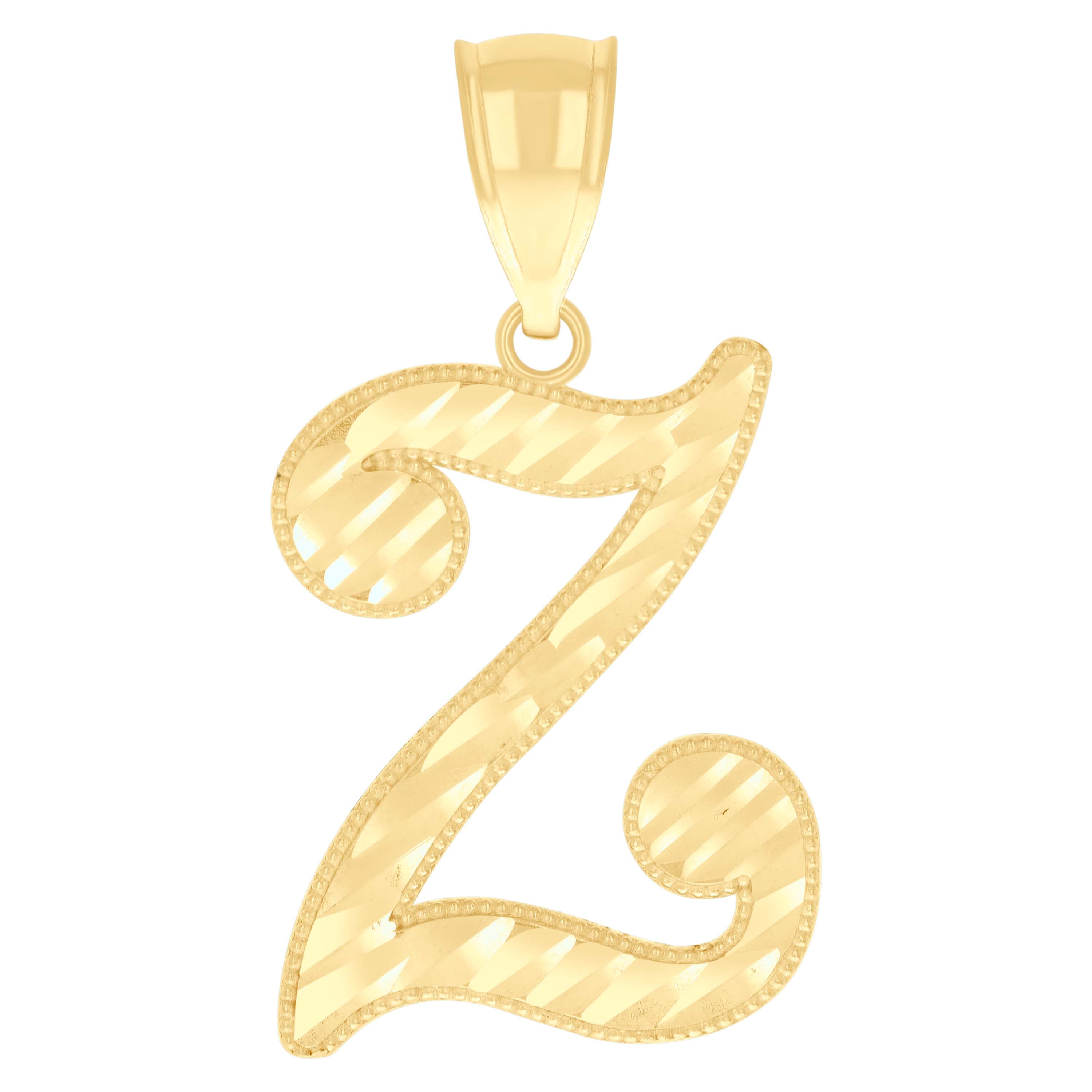 10kt Yellow Gold Unisex Z Alphabet Initials Charm Pendant