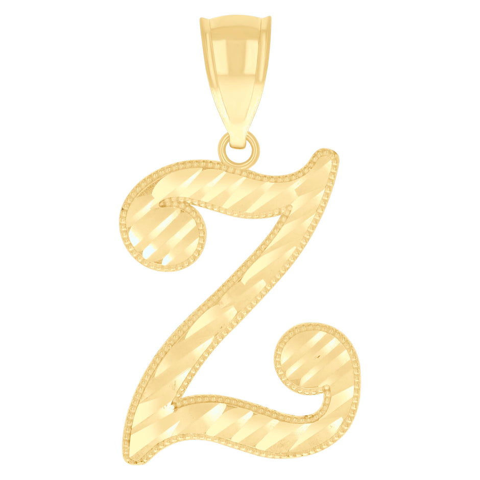 10kt Yellow Gold Unisex Z Alphabet Initials Charm Pendant