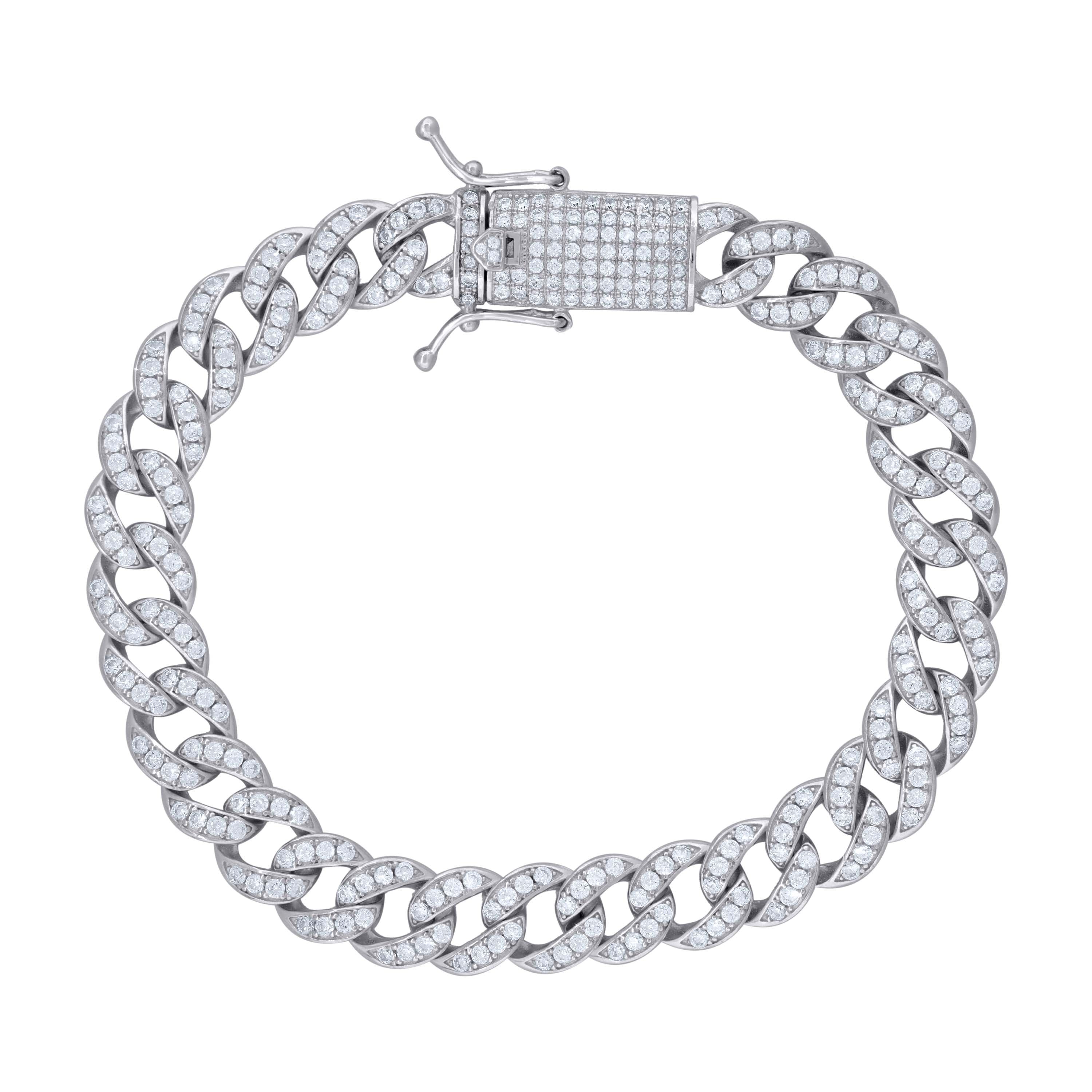 925 Sterling Silver 9.81ct Moissanite 9mm Miami Cuban Chain Bracelet Size 7 Inches 