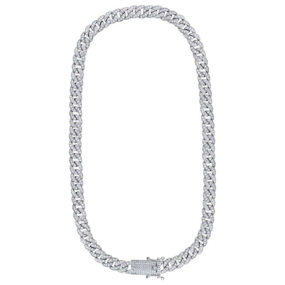 925 Sterling Silver 18.21ct Moissanite 9mm Miami Cuban Chain Size 22 Inches  - SLV-126680