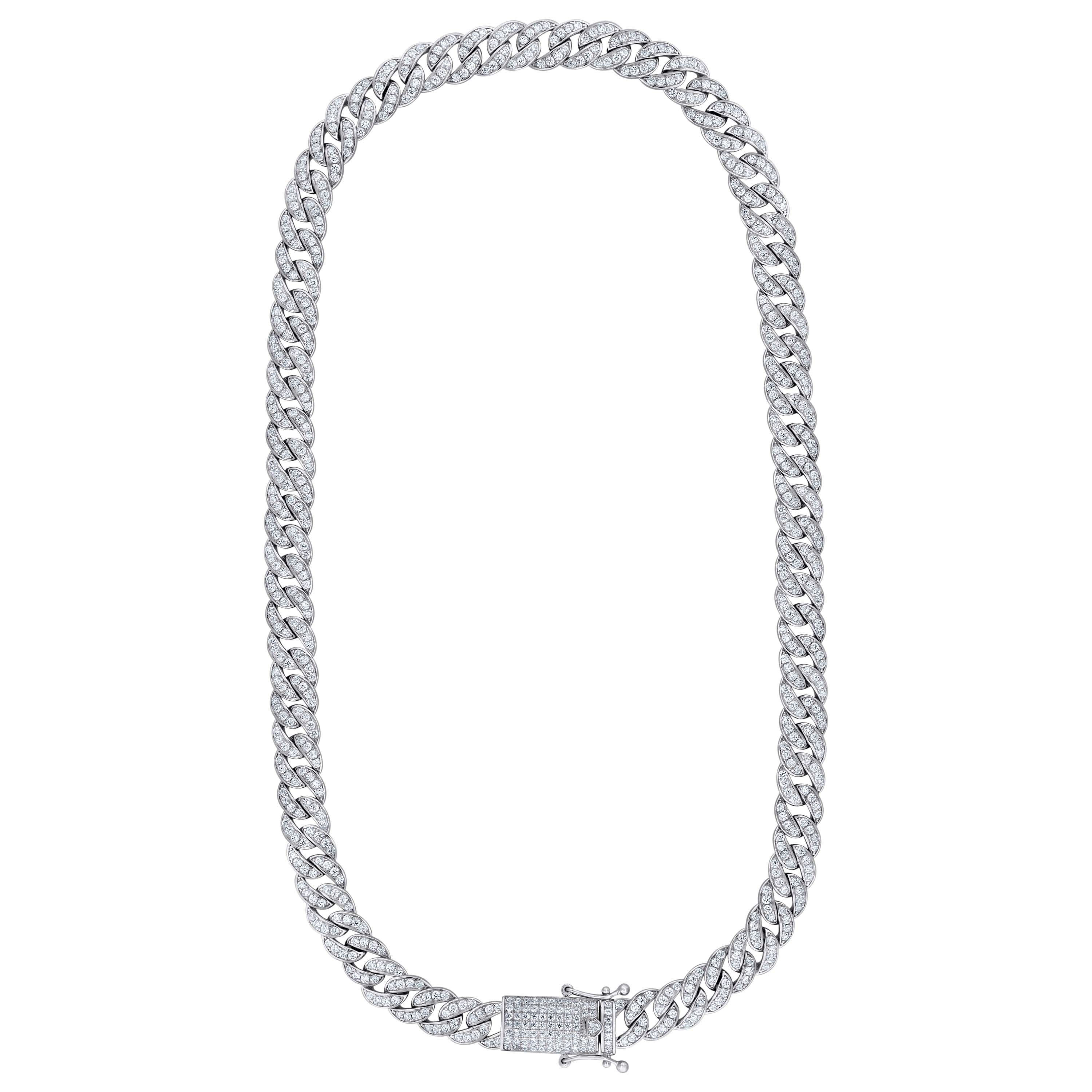 925 Sterling Silver 19.41ct Moissanite 9mm Miami Cuban Chain Size 24 Inches  - SLV-126681