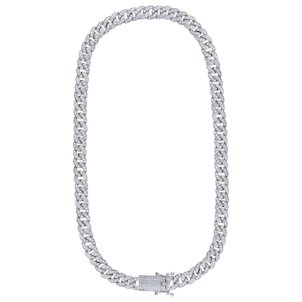 925 Sterling Silver 19.41ct Moissanite 9mm Miami Cuban Chain Size 24 Inches  - SLV-126681