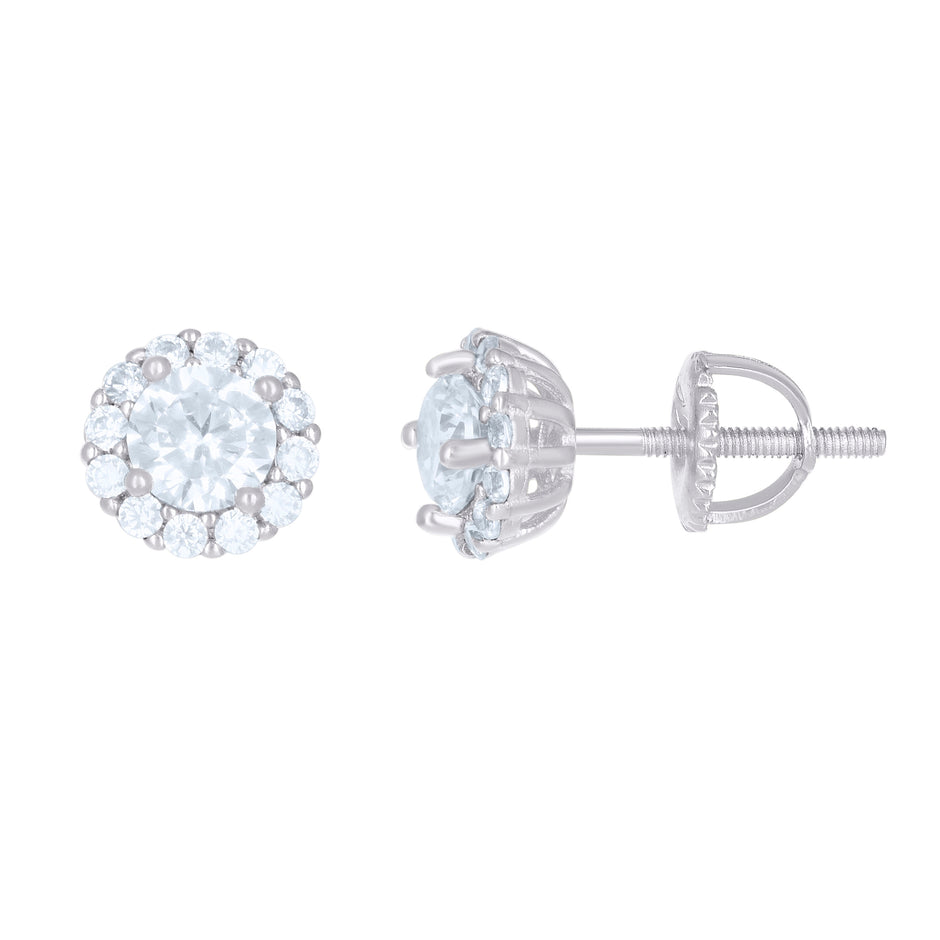925 Sterling Silver Womens Moissanite 1.29Ct Stud Earrings 