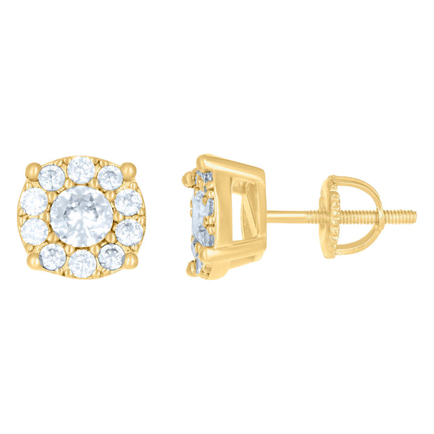 925 Sterling Silver Womens Yellow-tone 1.50ct Moissanite Fashion Stud Earrings